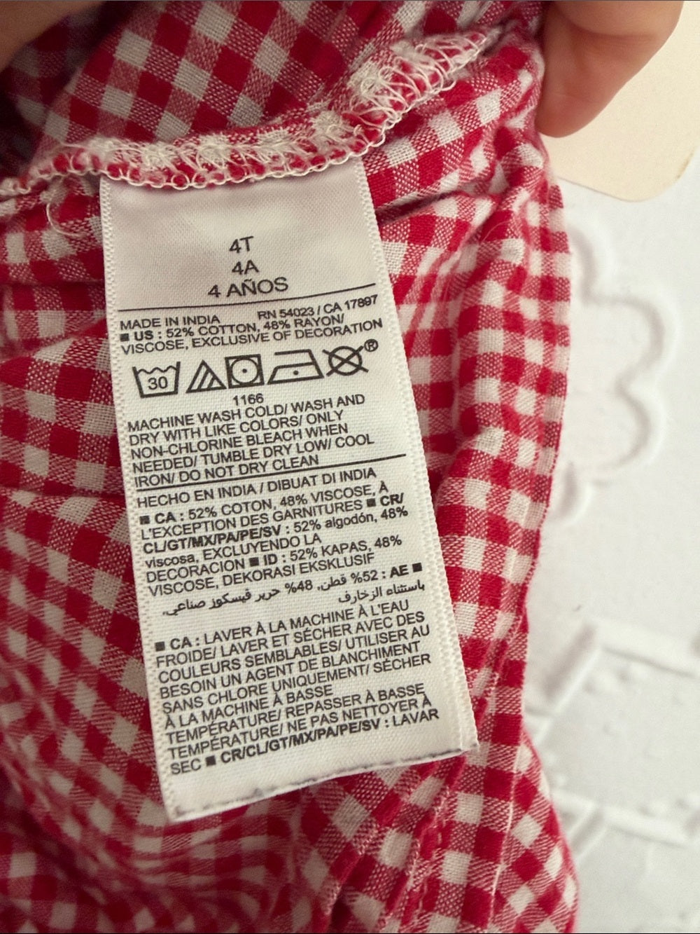 Vintage Style Red Gingham Cottagecore Dress 4T