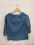 Crewcuts Girls Denim Blue Peasant Blouse - 3/4 Button Tab Sleeve Size 12