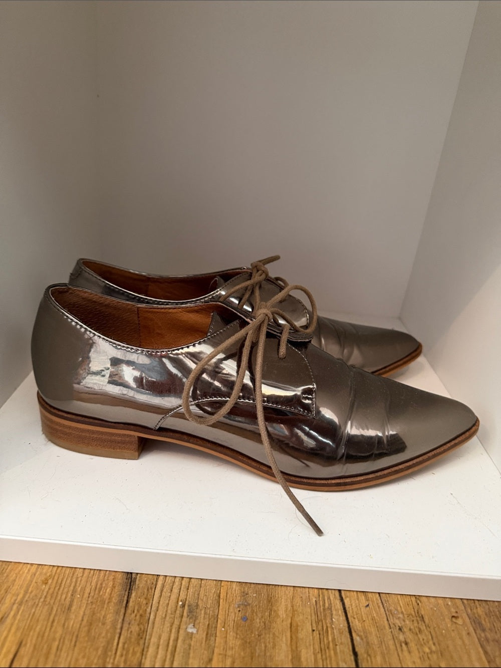 Shellys London Metallic Brown Pointed Oxfords Shoes EU 40 US Men 7 Women 9