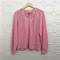 Boden Elsa Smocked Yoke Jersey Shirt Pink Stripe US 4 UK 8