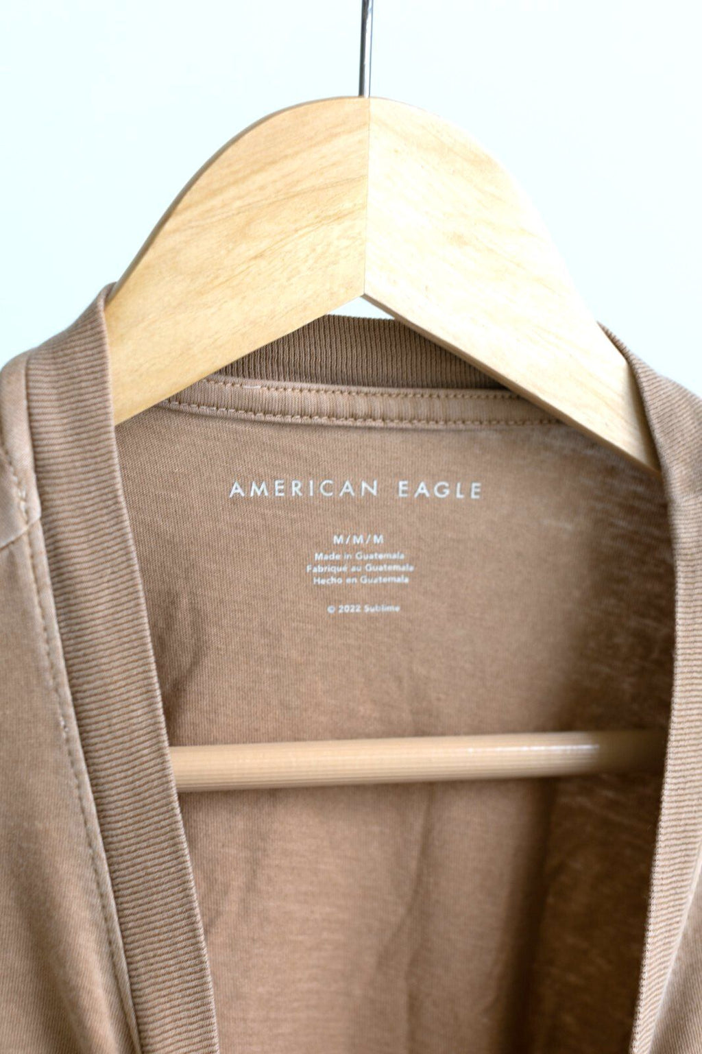 American Eagle Sublime Sun Graphic Band Tee Medium Tan Brown Wash Oversized