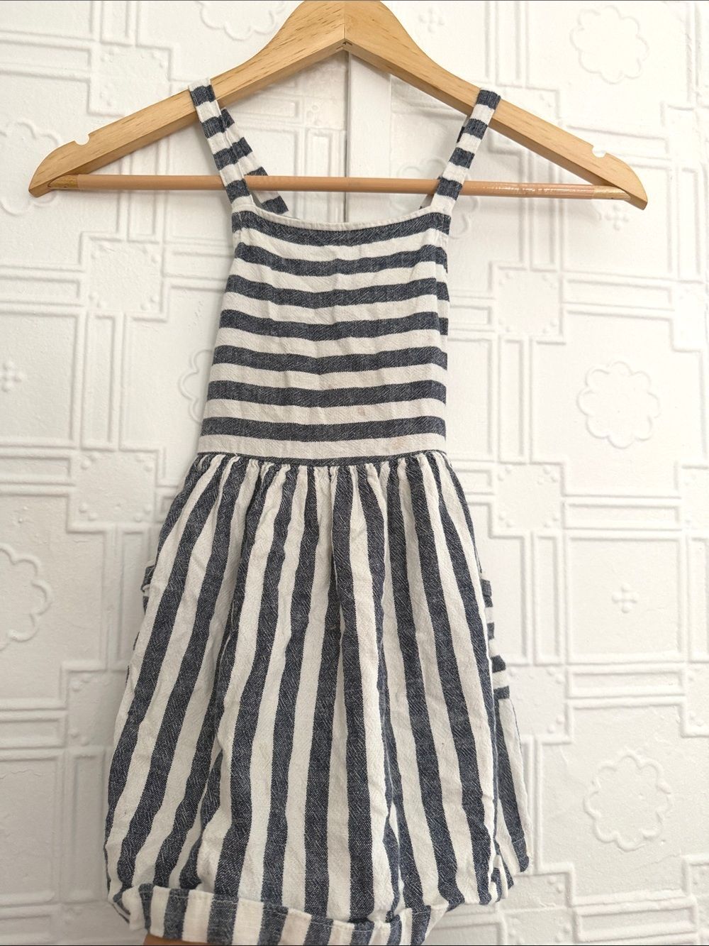 Carter's Striped Linen Blend Sun Dress / Jumper Blue White Toddler 4T