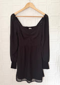 Hollister NWT Black Sweetheart Long Sleeve Peasant Mini Dress Small