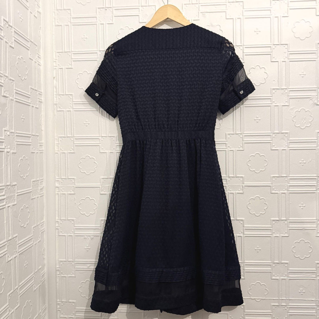 Banana Republic Navy Textured Sheer Trim Mini Dress Size 0