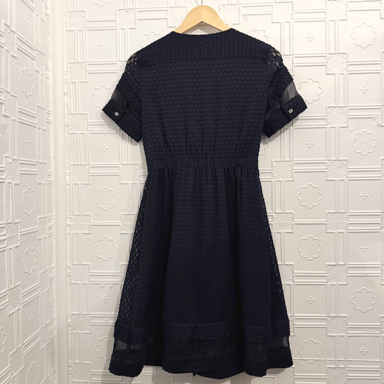 Banana Republic Navy Textured Sheer Trim Mini Dress Size 0