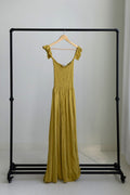 Young Fabulous & Broke Smocked Off Shoulder Maxi Dress Mustard Yellow M