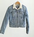 Aeropostale Sherpa Lined Denim Jacket Small Light Wash Fleece Trucker