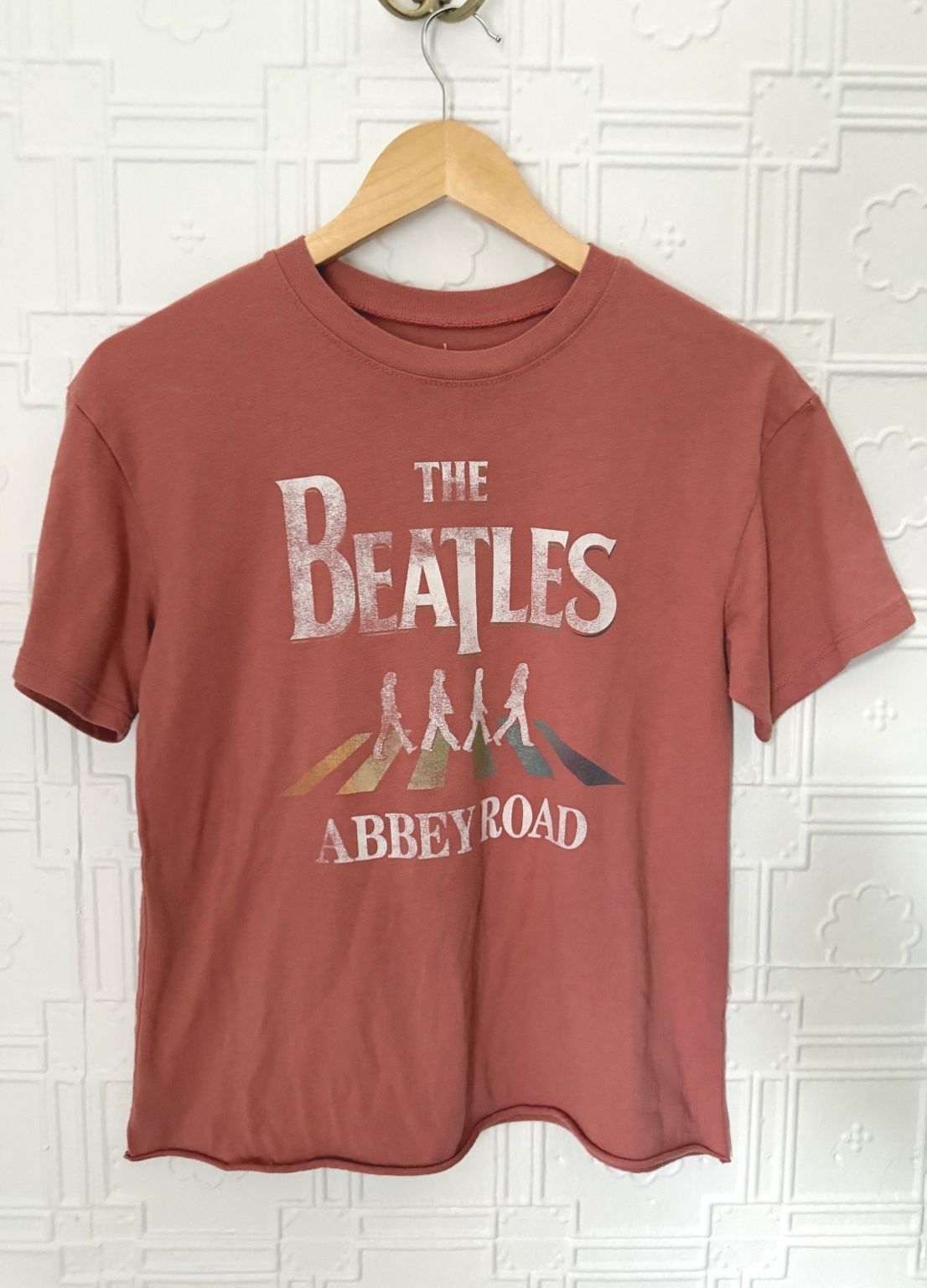 The Beatles Abbey Road Graphic Tee Small Rust Hybrid Apparel Raw Hem