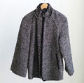 Betsey Johnson Black & White Tweed Herringbone Jacket Faux Leather Trim M