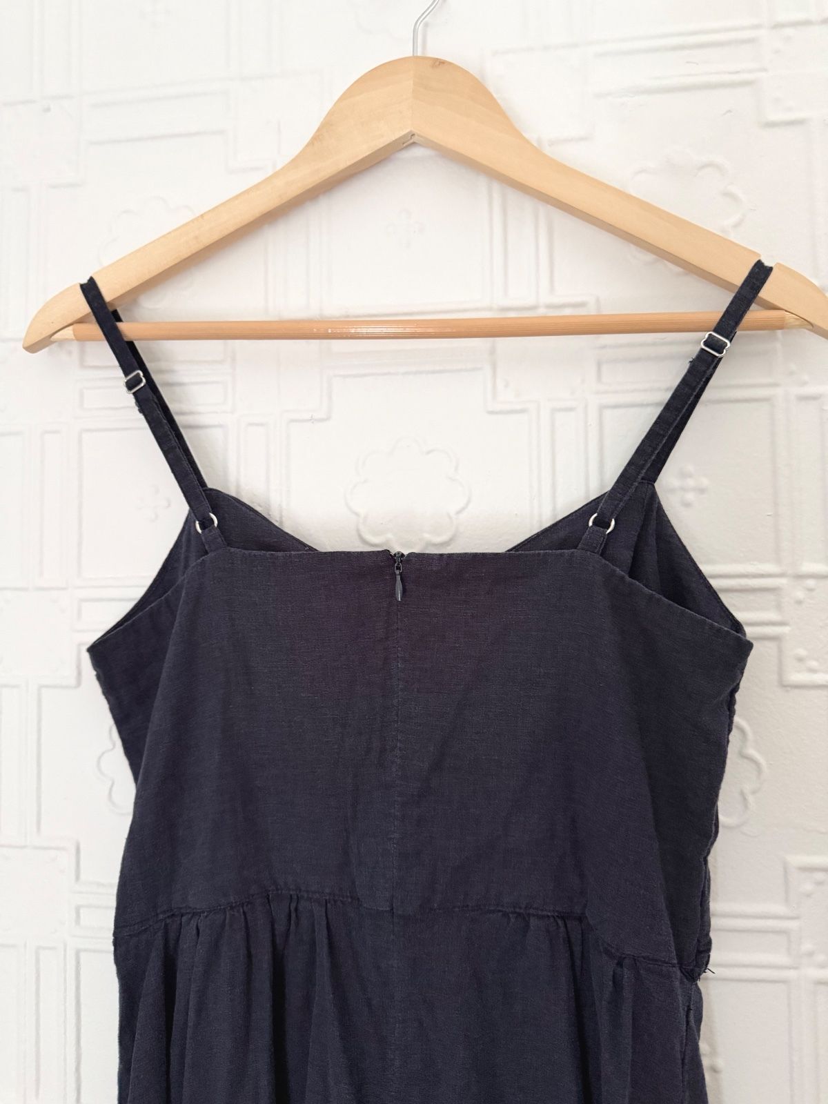 Philosophy Navy Blue Button-Front Midi Sundress Adjustable Straps Dress Size 6
