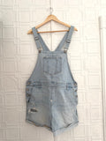 Old Navy Denim Shorteralls ME Marina Light Wash Distressed Jean Overalls XL
