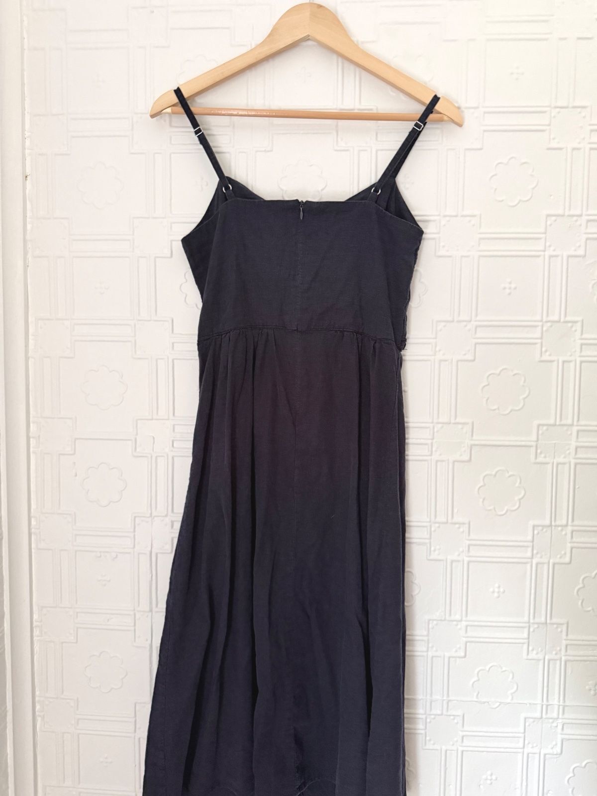 Philosophy Navy Blue Button-Front Midi Sundress Adjustable Straps Dress Size 6