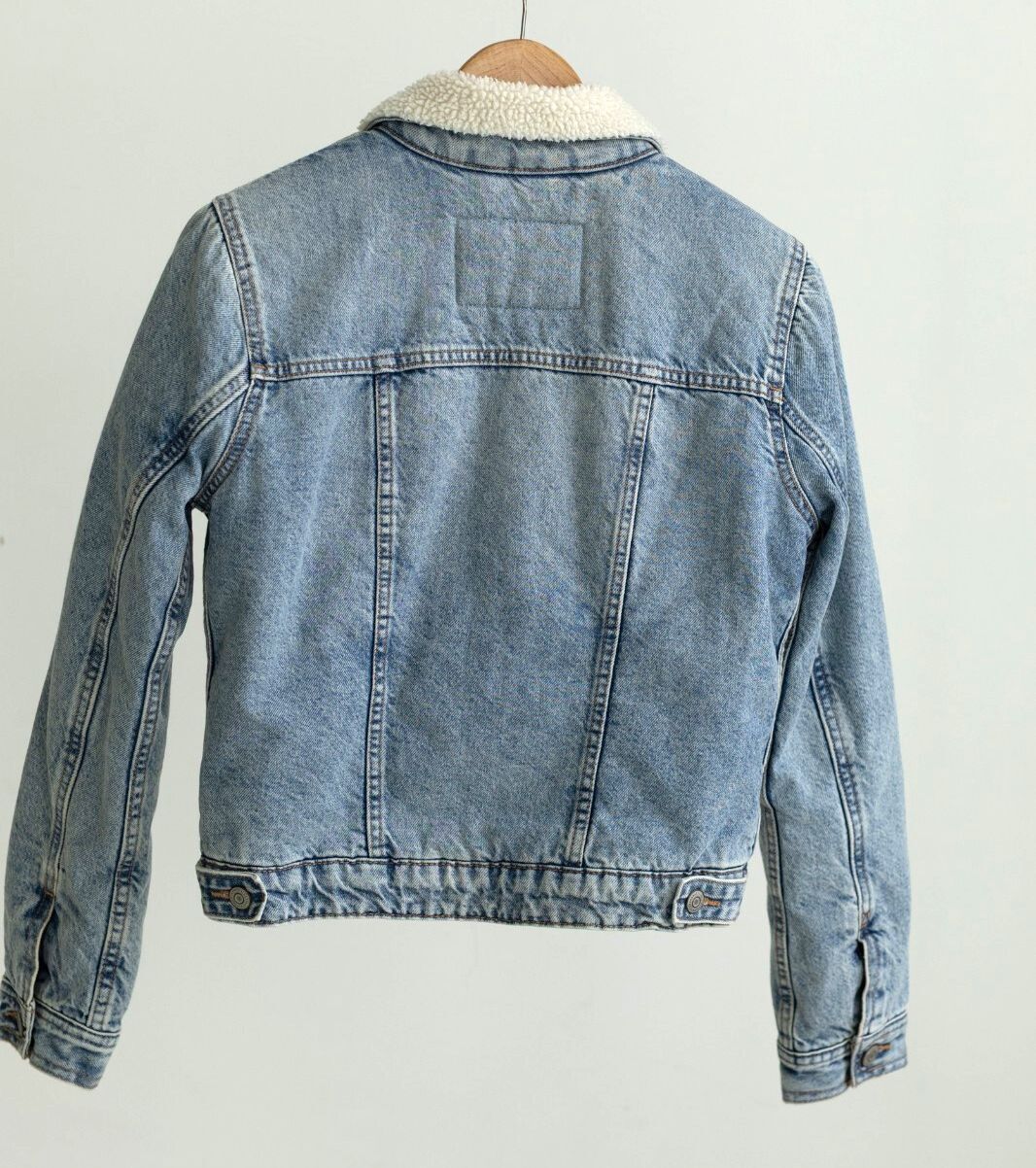 Aeropostale Sherpa Lined Denim Jacket Small Light Wash Fleece Trucker