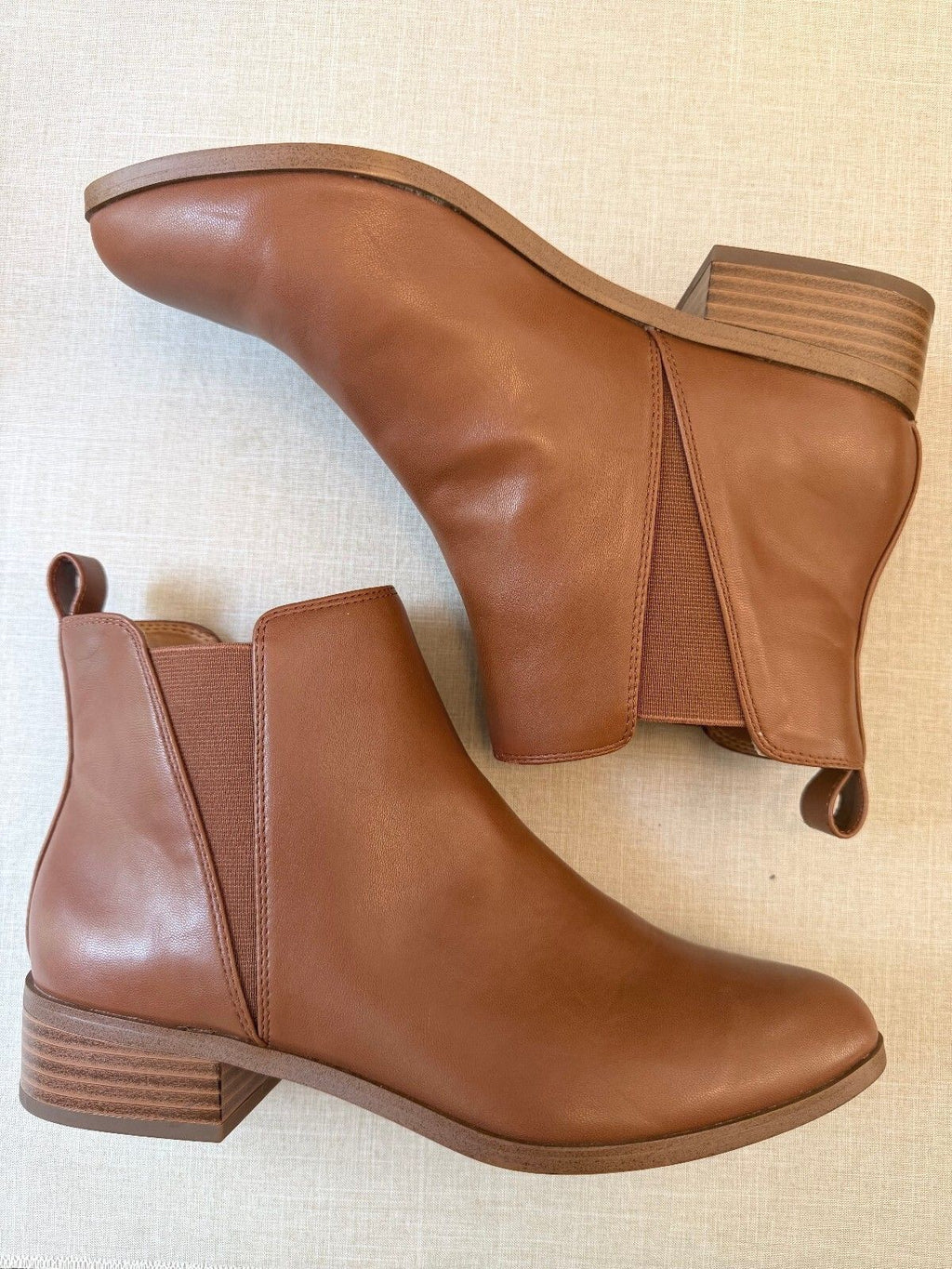 J.Crew Tan Cognac Brown Leather Chelsea Ankle Boots Size 9
