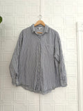 Old Navy The Boyfriend Shirt Blue White Striped Button Down L Tall Cotton