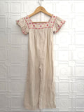 Old Navy Linen Embroidered Boho Jumpsuit Oatmeal 5T