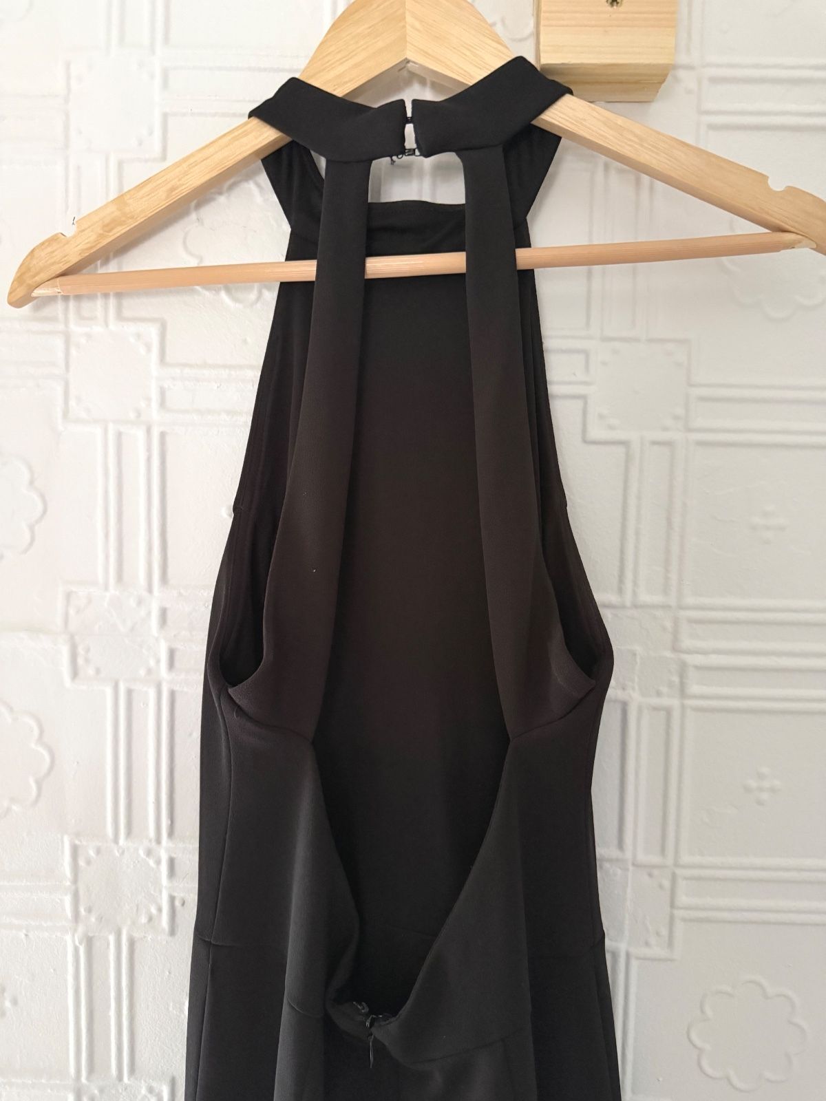 BHLDN Black High Neck Open Back Halter Maxi Dress Formal Gown Size 4