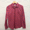 J.Crew Womens Size 10 Cotton Button Down Shirt Red Purple Geometric Print Top