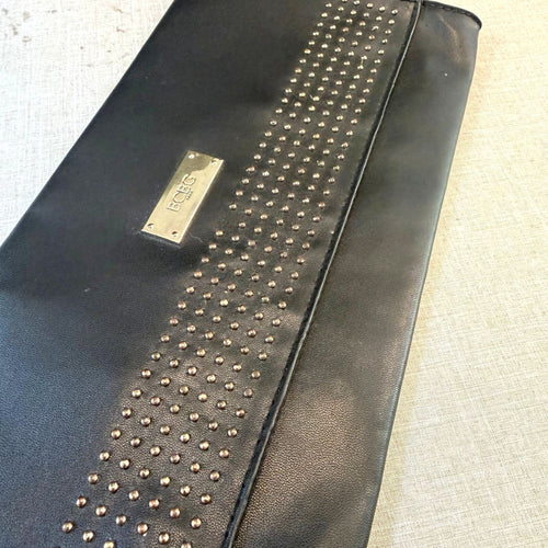 BCBG Paris Black Studded Envelope Clutch Bag Evening Purse