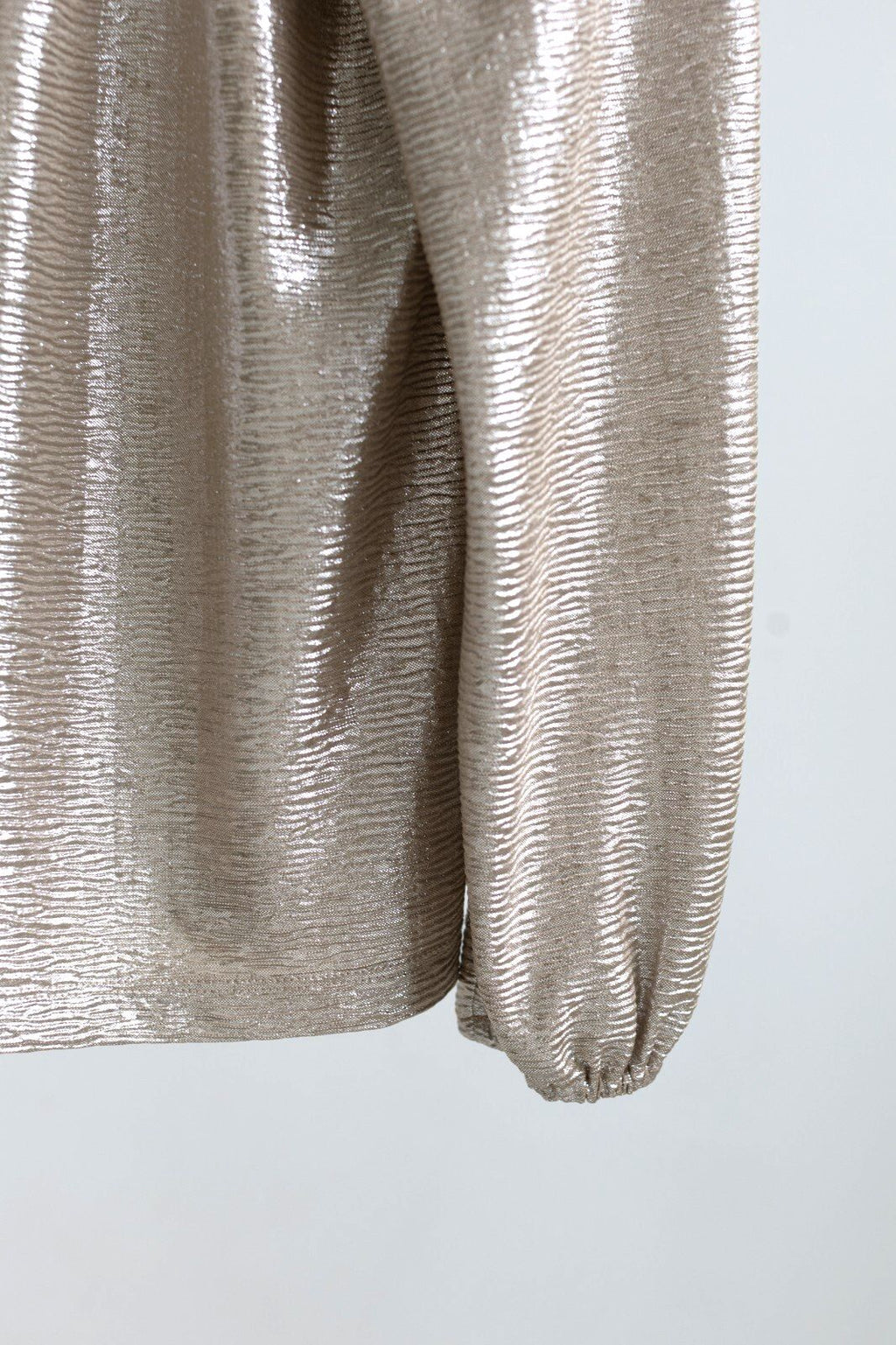 LOFT Metallic Shimmer Ruffle Tie Neck Blouse Gold Champagne Sz S