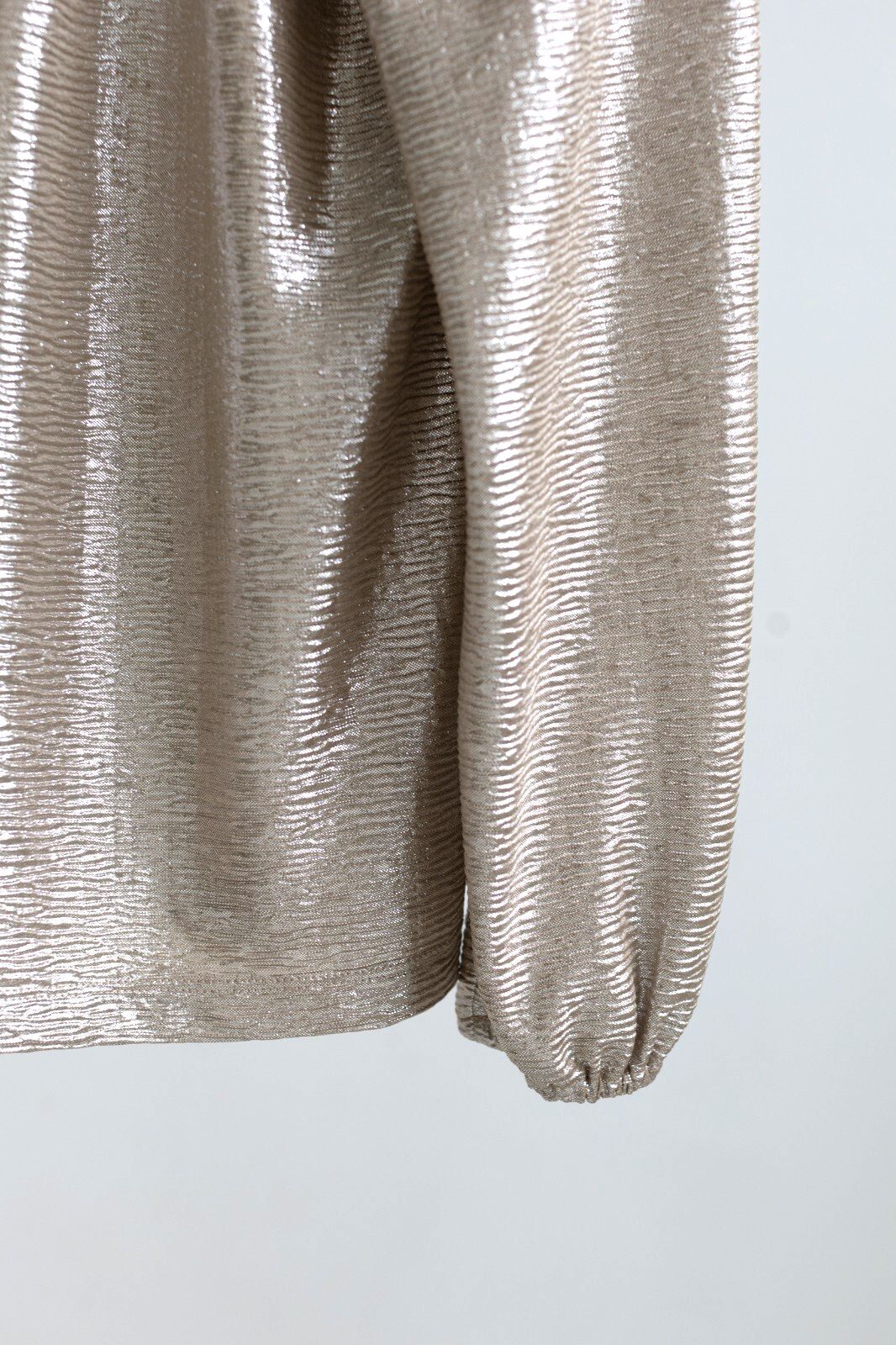 LOFT Metallic Shimmer Ruffle Tie Neck Blouse Gold Champagne Sz S