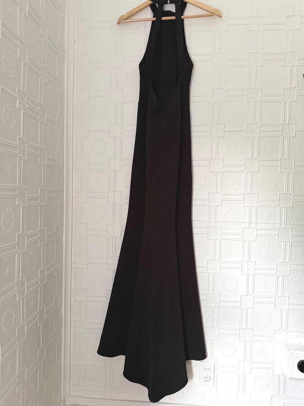BHLDN Black High Neck Open Back Halter Maxi Dress Formal Gown Size 4
