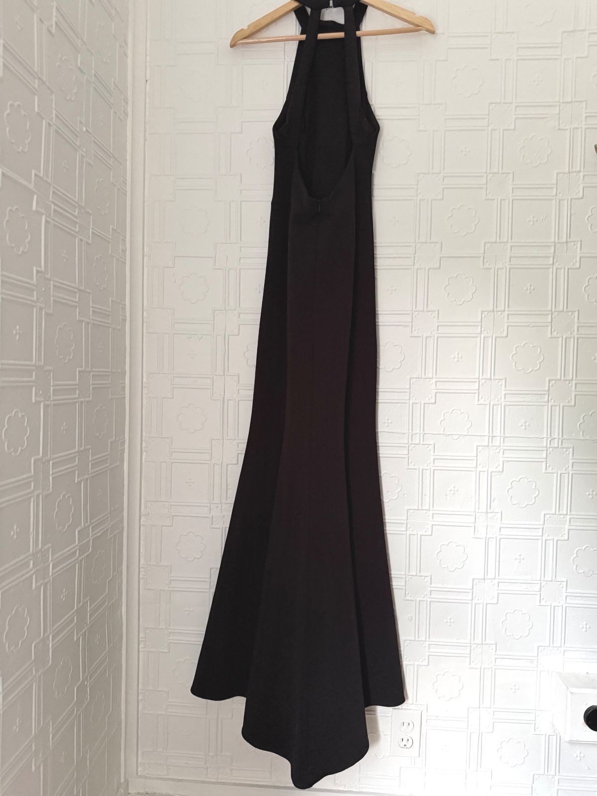 BHLDN Black High Neck Open Back Halter Maxi Dress Formal Gown Size 4