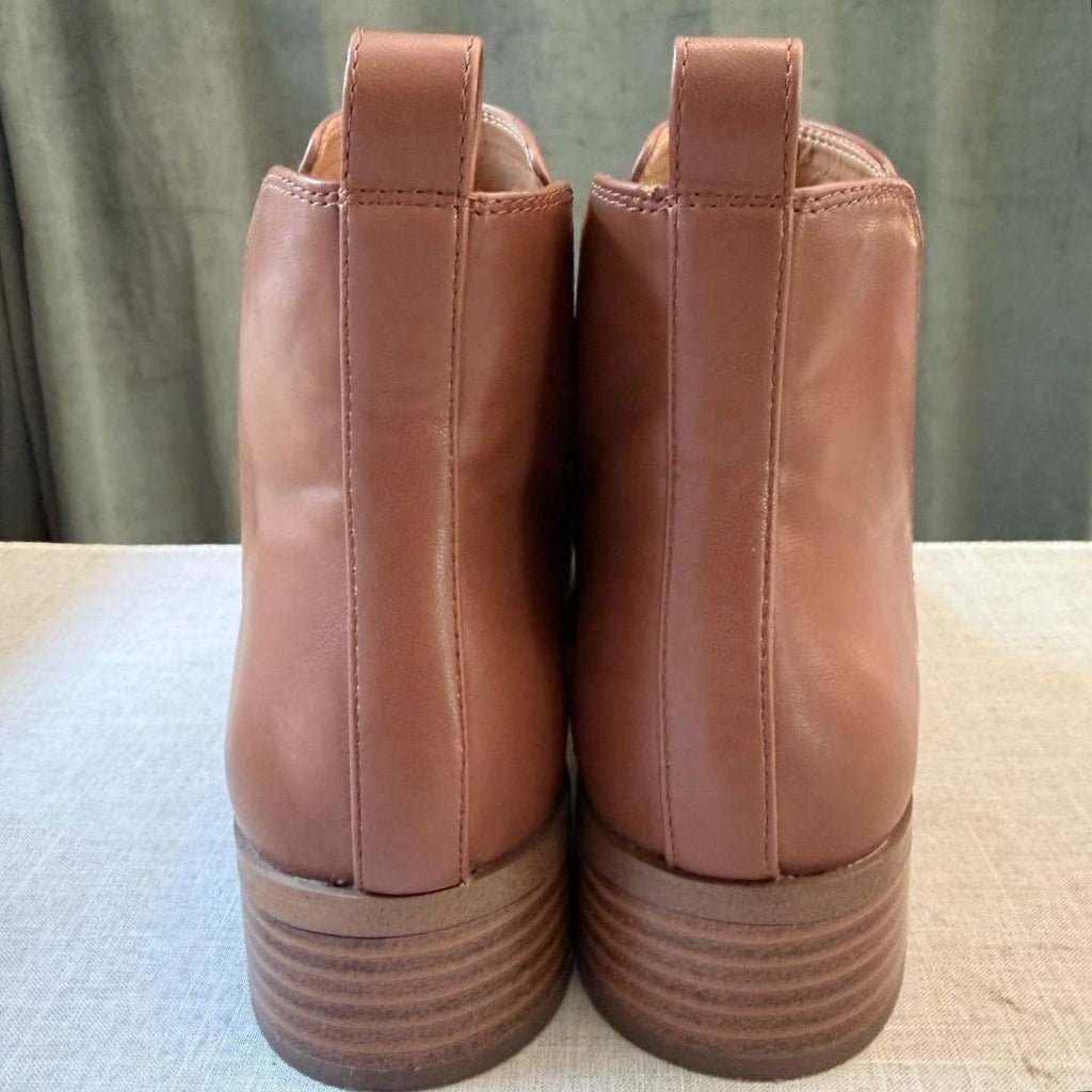 J.Crew Tan Cognac Brown Leather Chelsea Ankle Boots Size 9