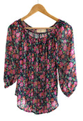 Abercrombie & Fitch Floral Peasant Top Medium Sheer Boho Blouse