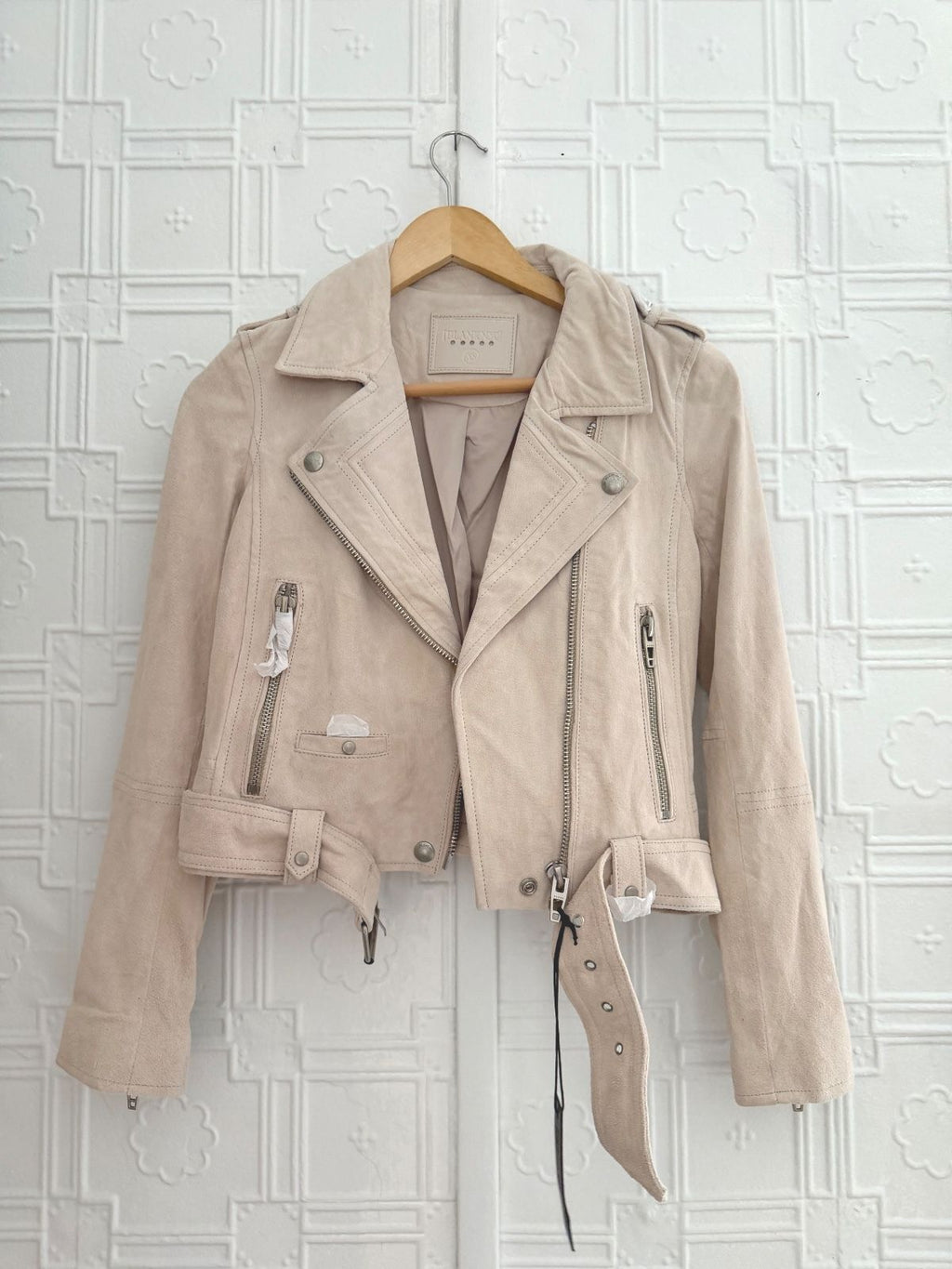 BLANKNYC Suede Moto Jacket Sand Stoner Beige XS