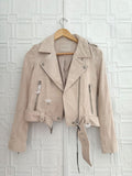 BLANKNYC Suede Moto Jacket Sand Stoner Beige XS