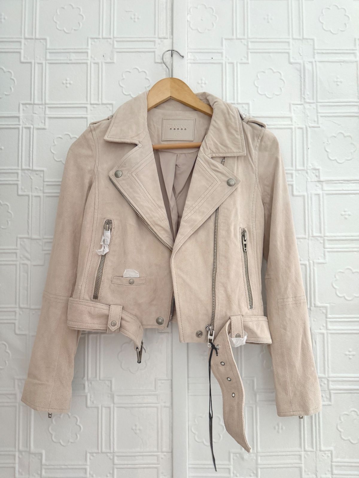 BLANKNYC Suede Moto Jacket Sand Stoner Beige XS