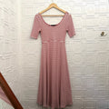 HATCH Striped Ribbed Scoop Neck Midi Dress Red White Stretch Size S