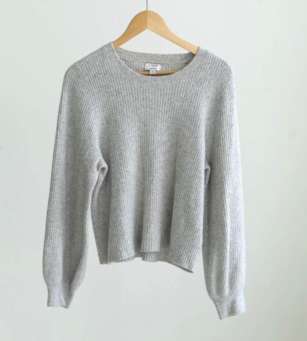 J.Crew Extra-Soft Ribbed Crewneck Knit Sweater Heather Gray XL