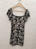 Urban Outfitters Black & White Butterfly Print Milkmaid Mini Dress L