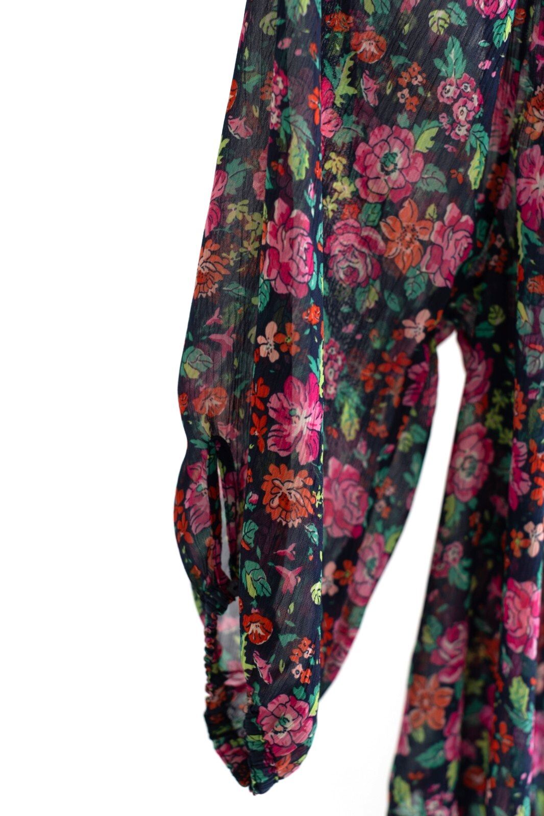 Abercrombie & Fitch Floral Peasant Top Medium Sheer Boho Blouse