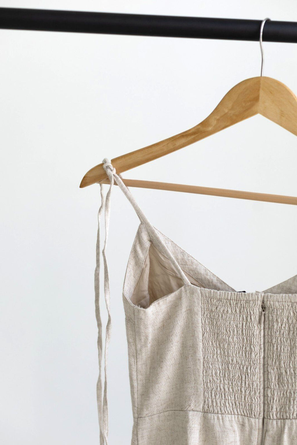 NWT Abercrombie & Fitch Linen Blend Mini Dress Small Petite Beige Tie Shoulder