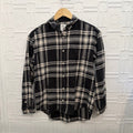 Gap Teen Size 12 Black Cream Plaid Flannel Button Down Shirt Top