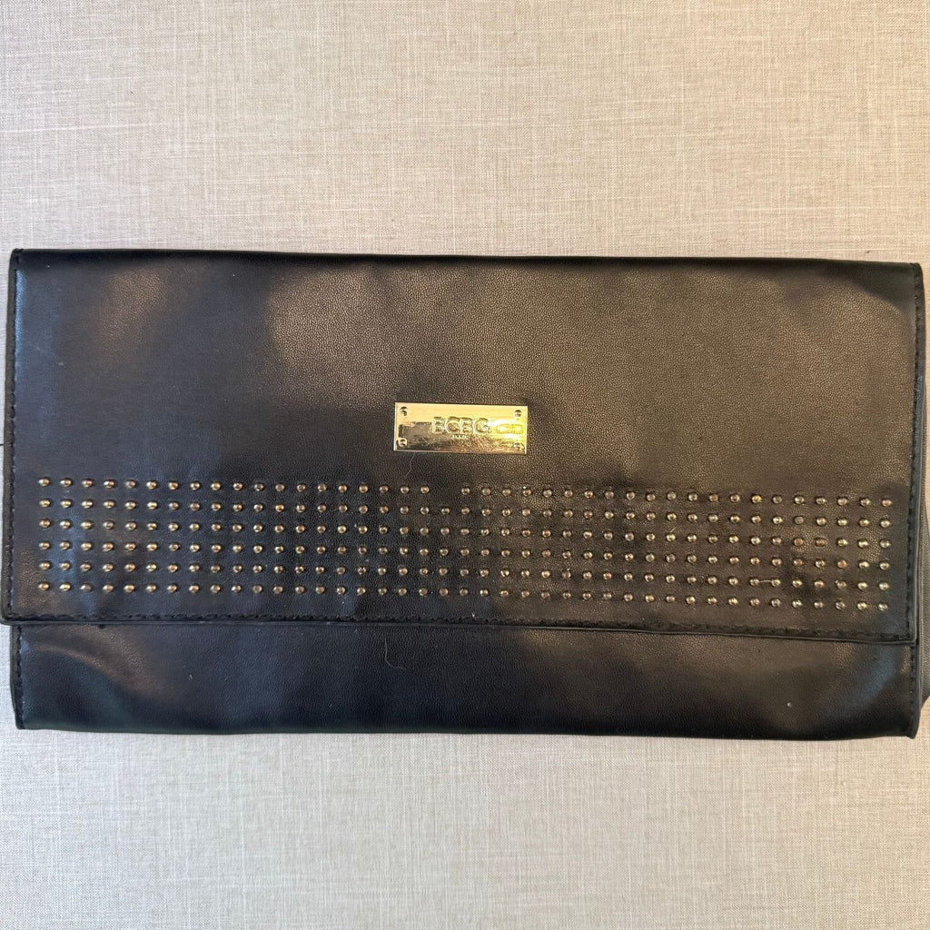 BCBG Paris Black Studded Envelope Clutch Bag Evening Purse