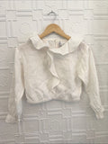 Zara Girls Cream Ruffle Collar Long Sleeve Blouse Size 10
