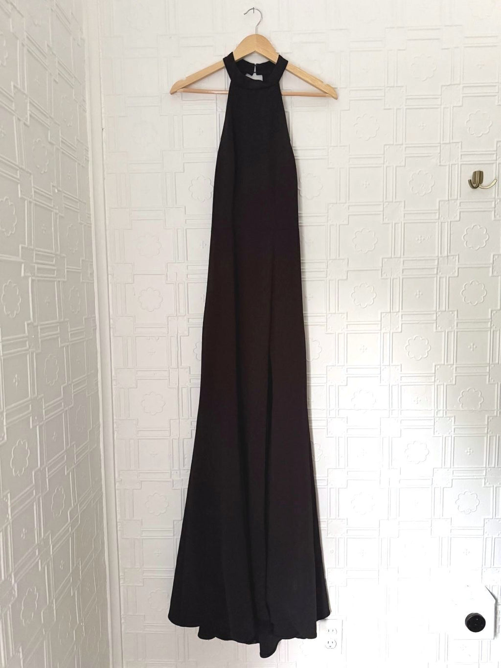 BHLDN Black High Neck Open Back Halter Maxi Dress Formal Gown Size 4