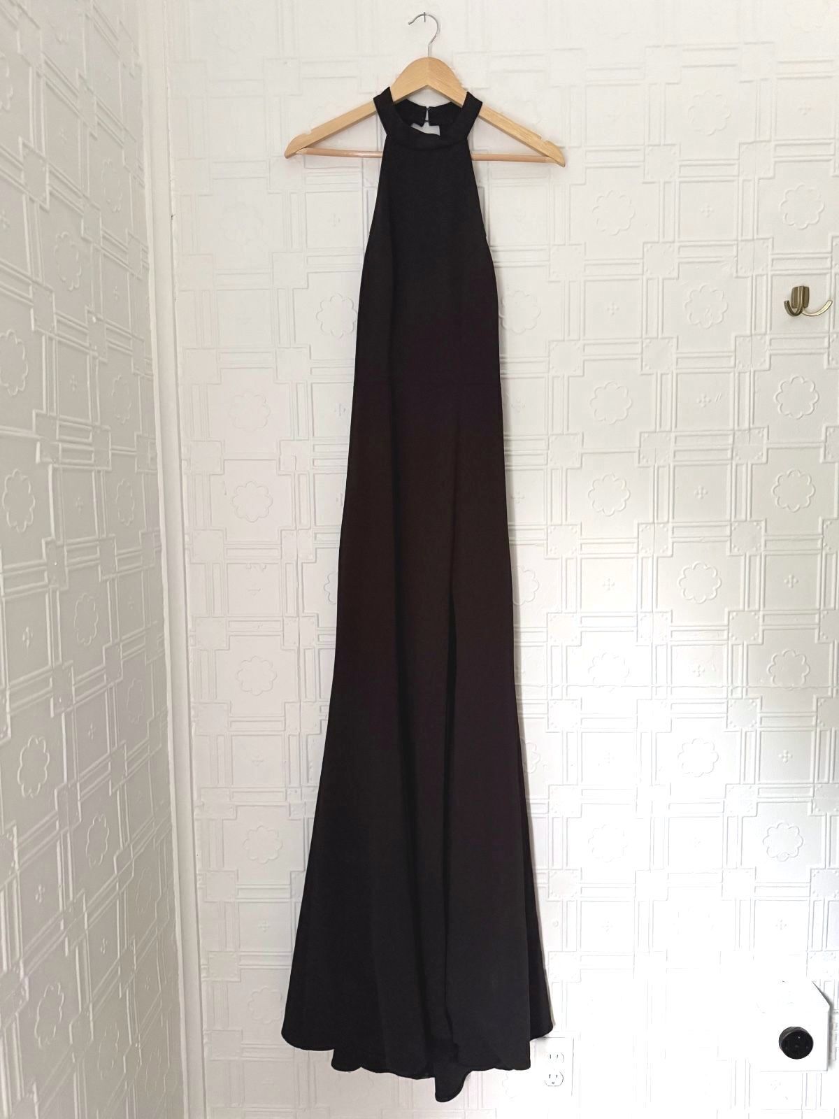 BHLDN Black High Neck Open Back Halter Maxi Dress Formal Gown Size 4
